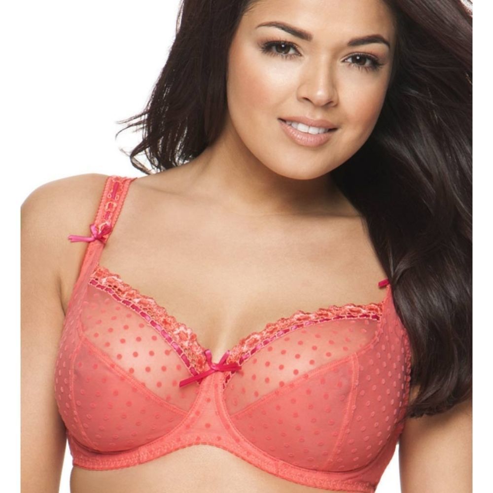 Curvy Kate 30e bra pink orange bow dot ruffle wire